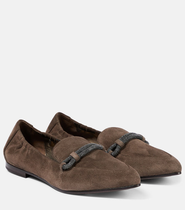 Brunello Cucinelli Embellished suede loafers