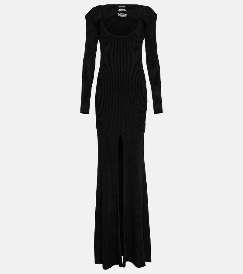 David Koma Embellished ribbed-knit gown