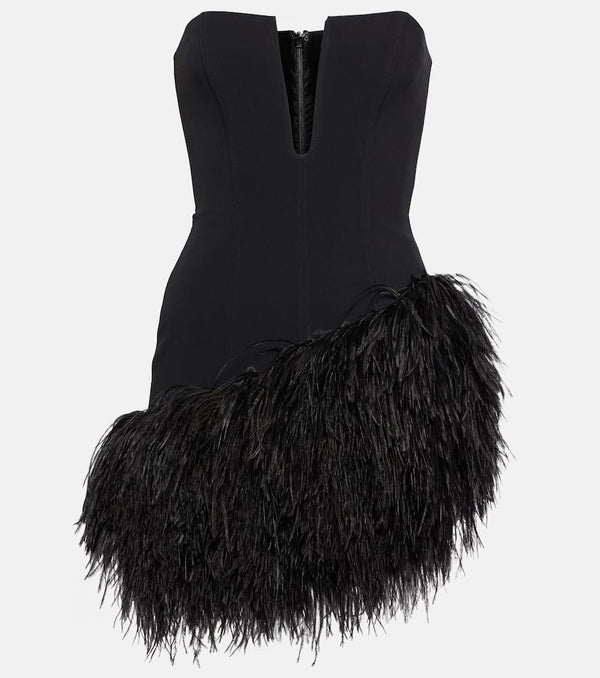 David Koma Feather-trimmed cady minidress