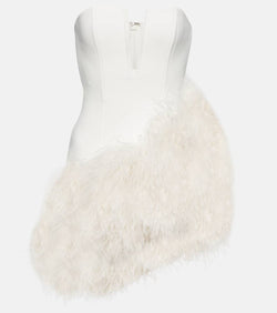 David Koma Bridal feather-trimmed cady minidress