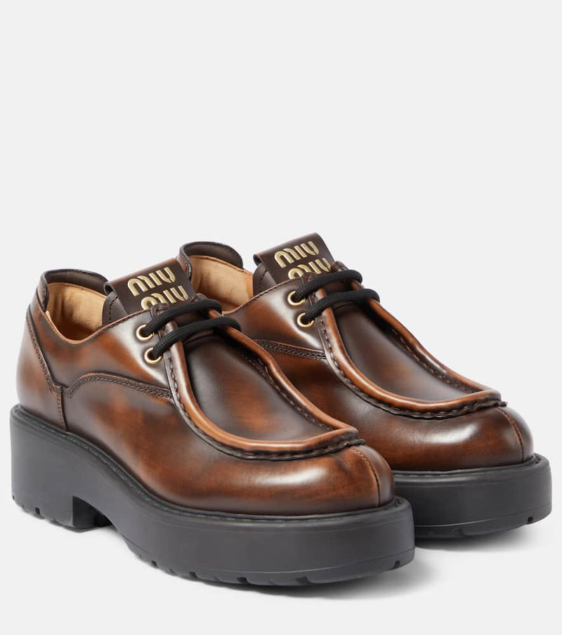 Miu Miu Leather platform brogues