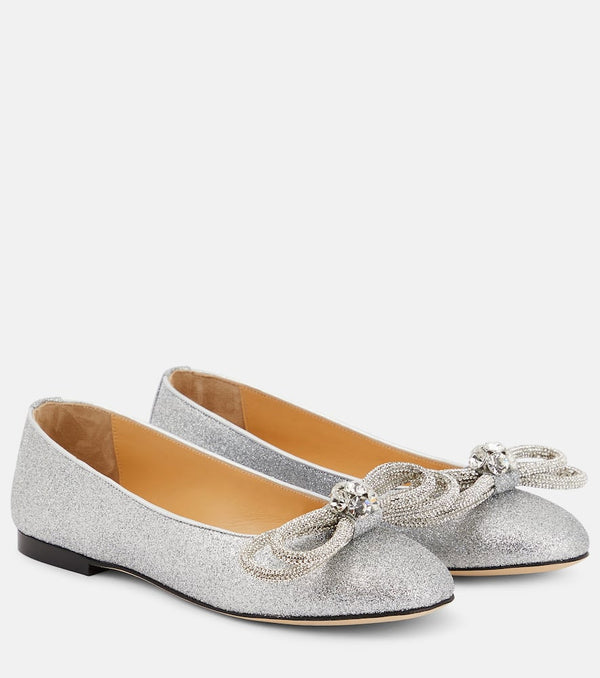 Mach & Mach Double Bow embellished ballet flats