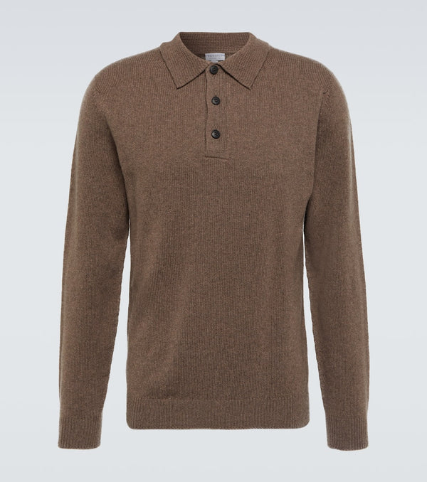 Sunspel Lambswool long-sleeved polo shirt