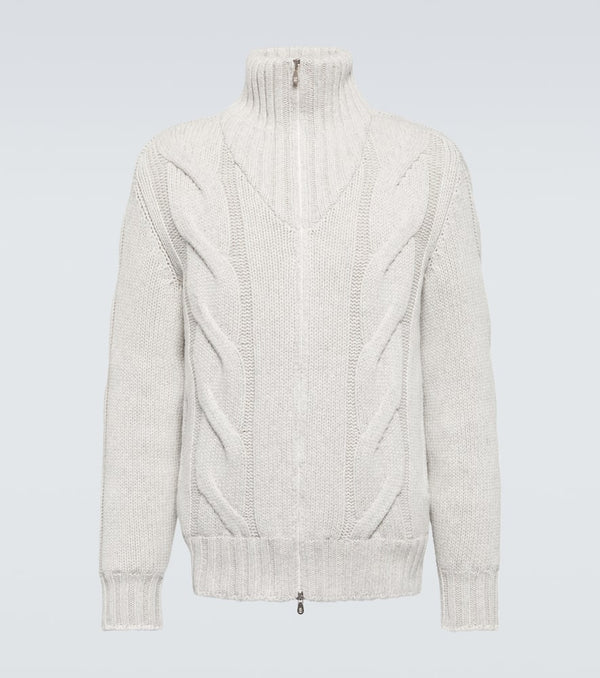 Brunello Cucinelli Zipped cable-knit cashmere cardigan