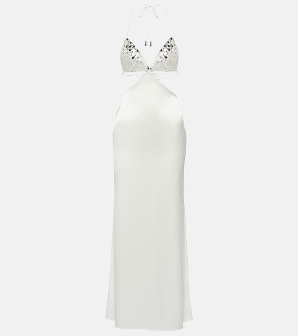 David Koma Embellished cutout satin slip dress