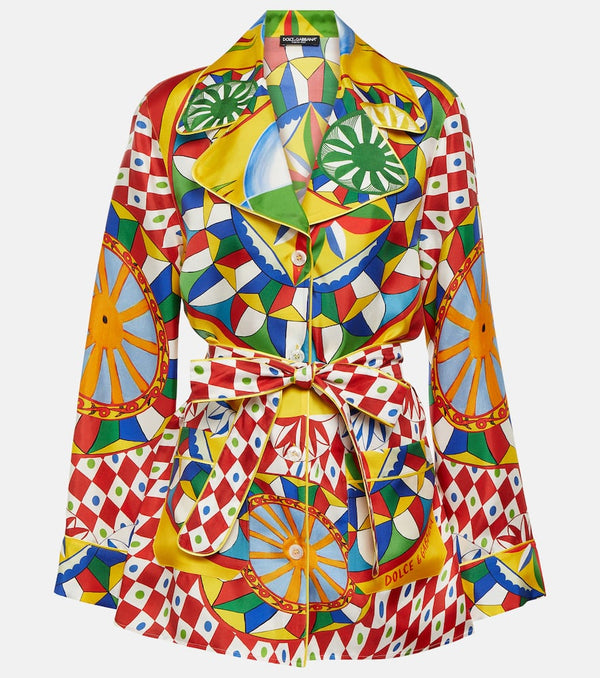 Dolce & Gabbana Printed silk pajama shirt