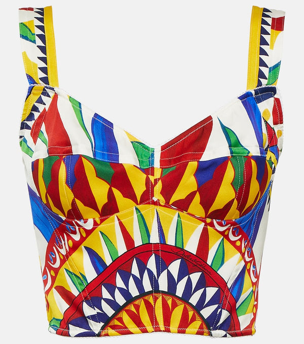 Dolce & Gabbana Printed silk-blend bustier top