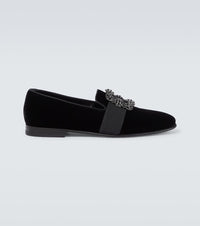 Manolo Blahnik Carlton embellished velvet loafers