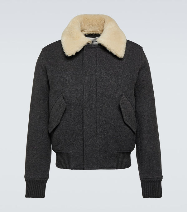 Ami Paris Shearling-trimmed wool jacket