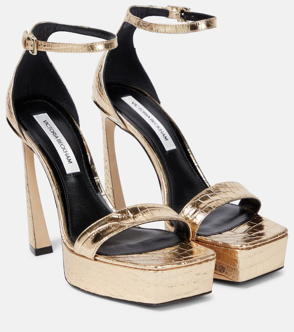 Victoria Beckham Metallic leather platform sandals