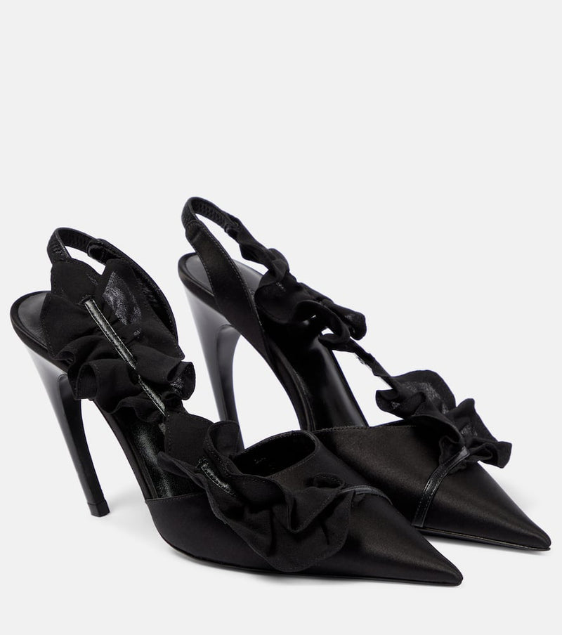 Nensi Dojaka Ruffled satin slingback pumps