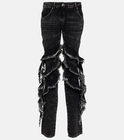 Blumarine Ruffled straight jeans