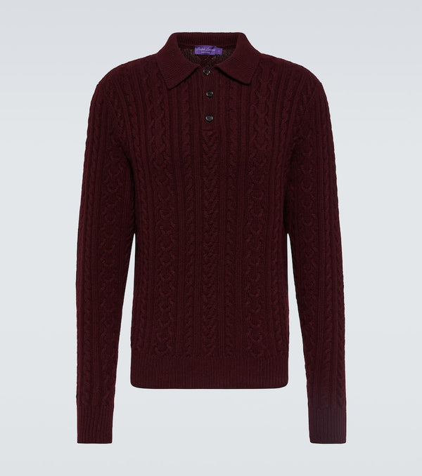 Ralph Lauren Purple Label Cable-knit cashmere polo sweater