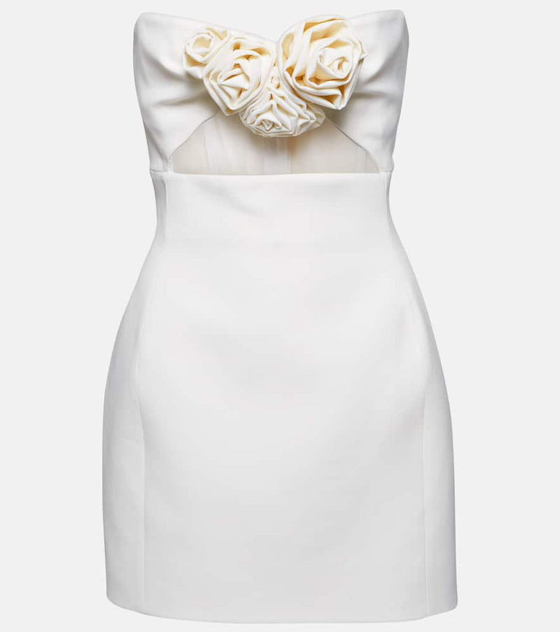 Magda Butrym Floral-appliqué wool bustier dress