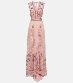 Costarellos Eva embroidered tulle gown