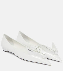 Prada Embellished leather ballet flats