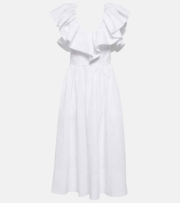 Chloé Ruffle-trimmed cotton midi dress