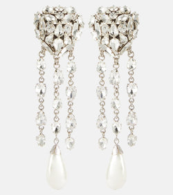 Alessandra Rich Heart crystal drop earrings