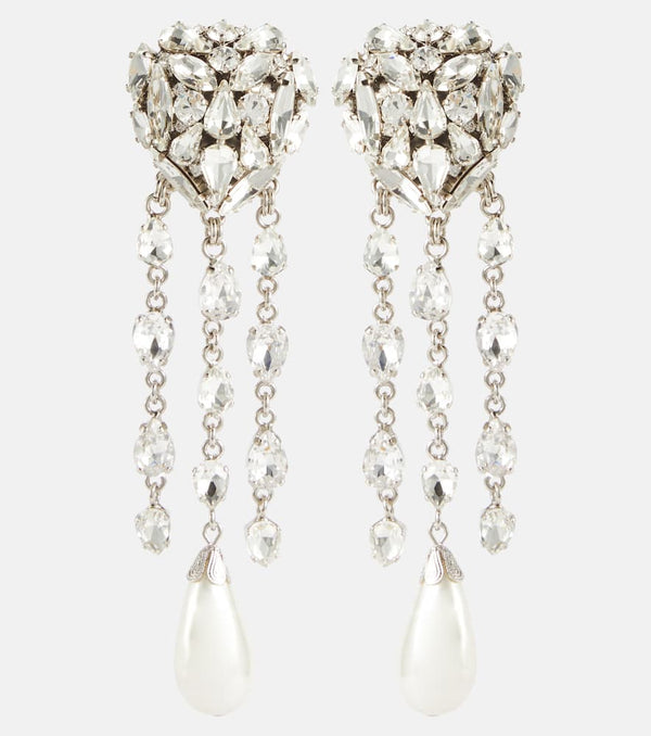 Alessandra Rich Heart crystal drop earrings