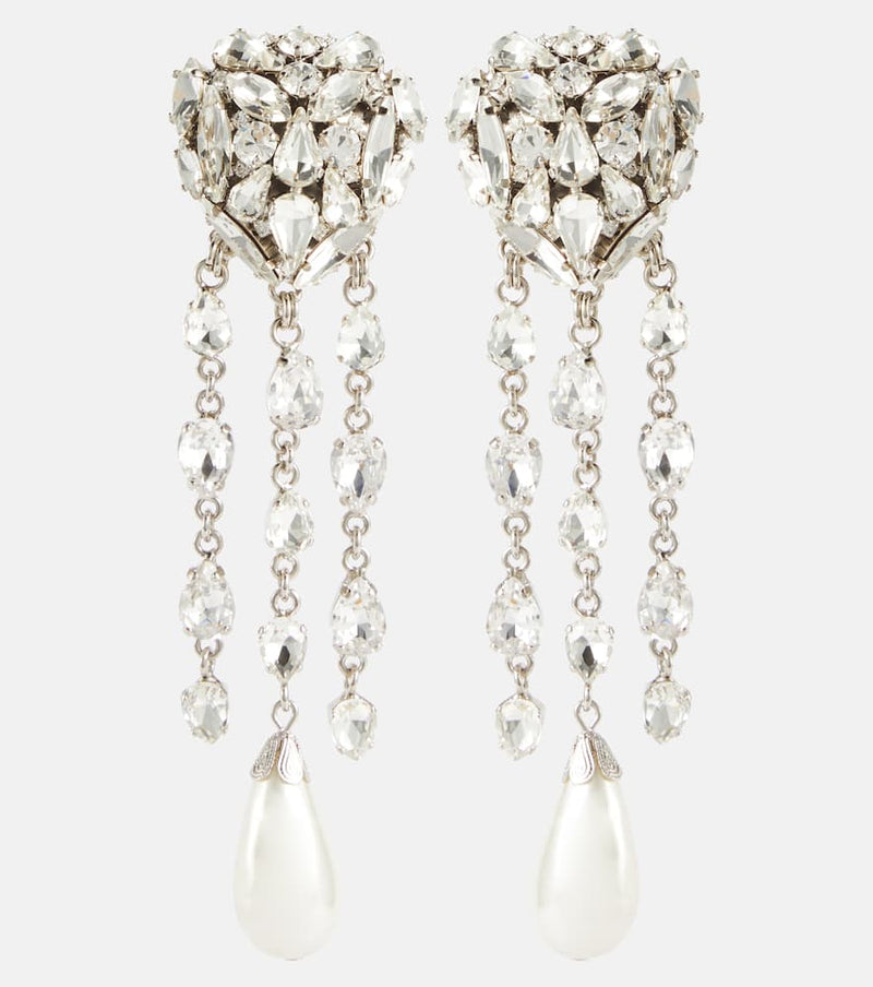 Alessandra Rich Heart crystal drop earrings