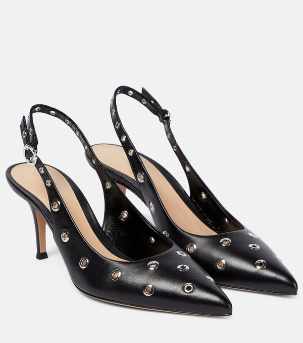 Gianvito Rossi Lydia studded leather slingback pumps