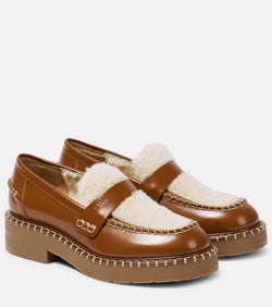 Chloé Noua shearling-trimmed leather loafers