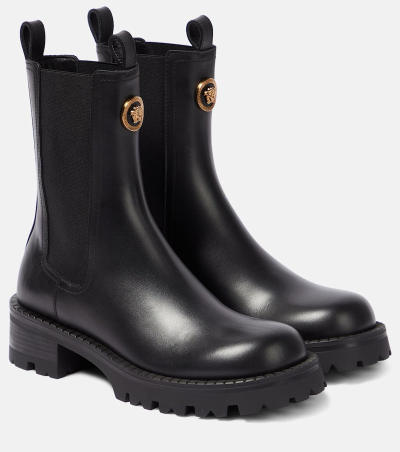 Versace Medusa leather Chelsea boots