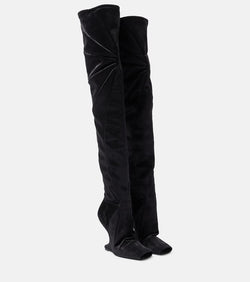 Rick Owens Cantilever velvet over-the-knee boots