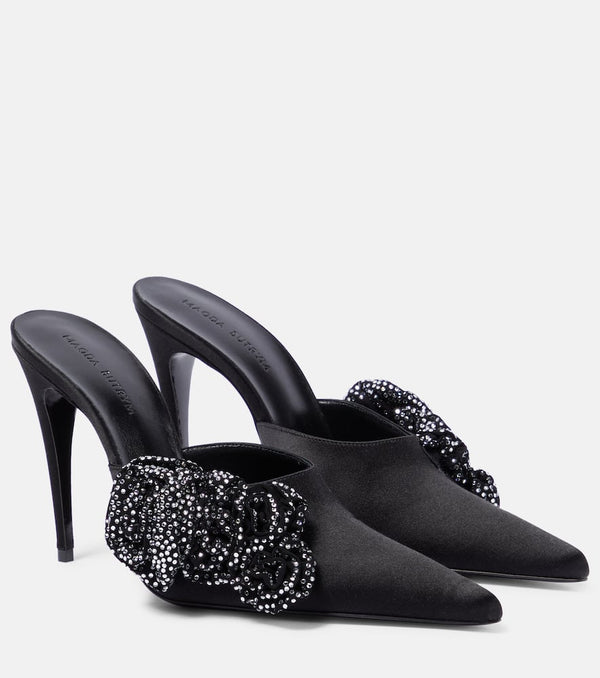 Magda Butrym Floral-appliqué embellished satin mules