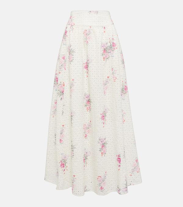 LoveShackFancy Aventi floral cotton maxi skirt