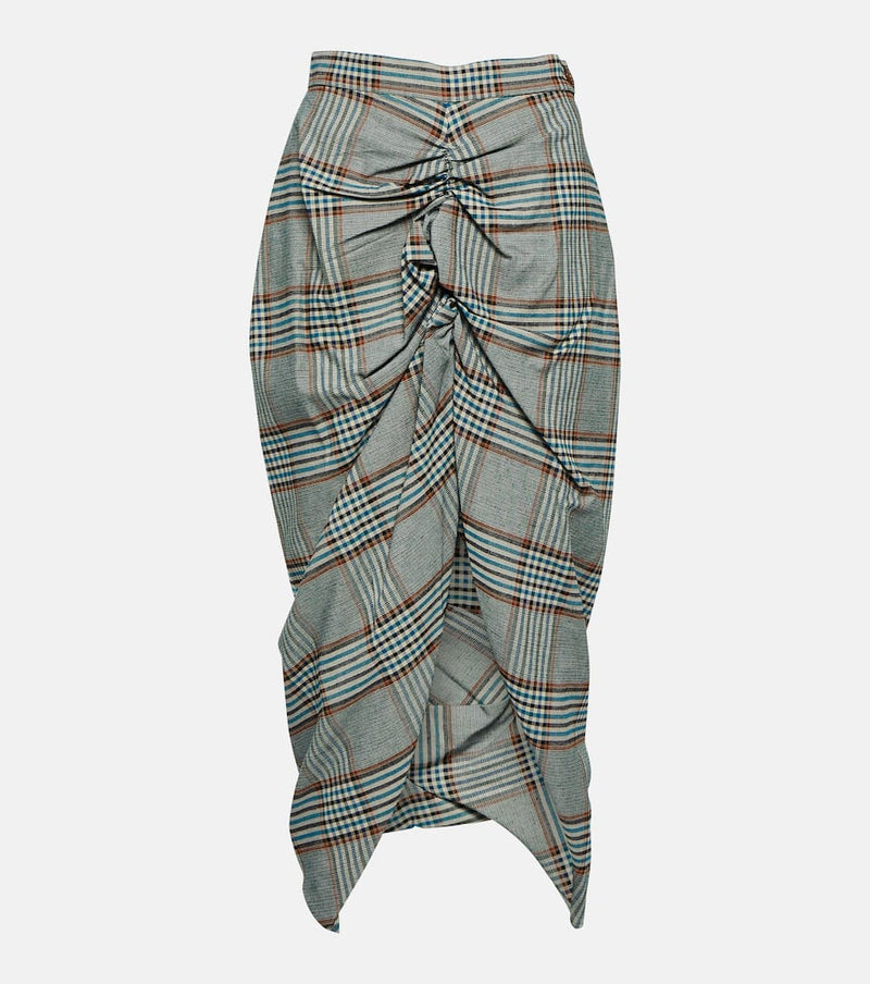 Vivienne Westwood Panther checked gathered midi skirt