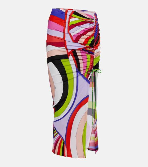 Pucci Iride gathered jersey midi skirt