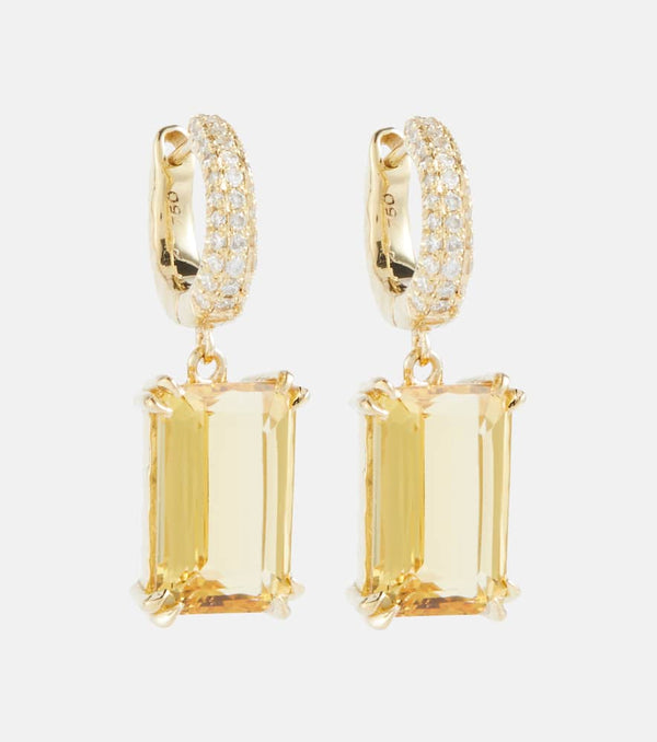 Octavia Elizabeth Yana Micro 18kt gold earrings with beryls and diamonds