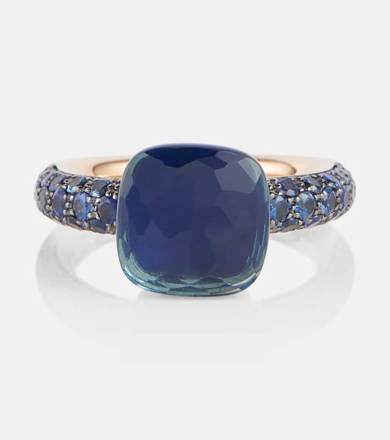 Pomellato Nudo 18kt rose and white gold ring with London blue topaz