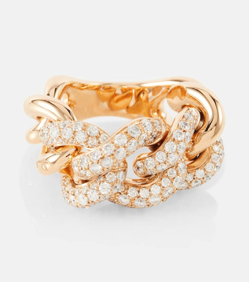 Pomellato Catene 18kt rose gold ring with white diamonds