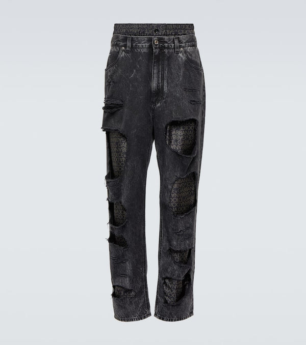 Dolce & Gabbana Logo distressed straight jeans