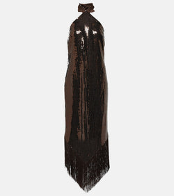 Taller Marmo Nina fringed halterneck crêpe midi dress