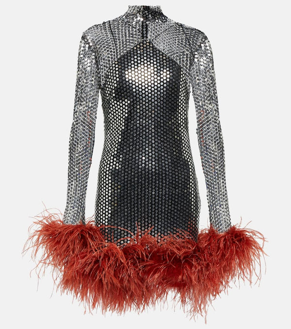 Taller Marmo Williams feather-trimmed sequined minidress