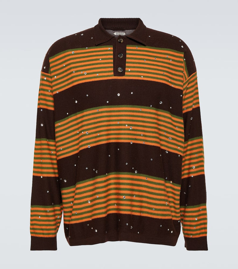 Bode Embellished wool polo sweater