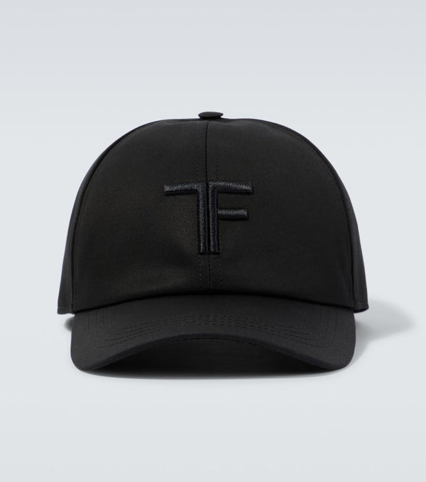 Tom Ford Embroidered canvas and leather cap