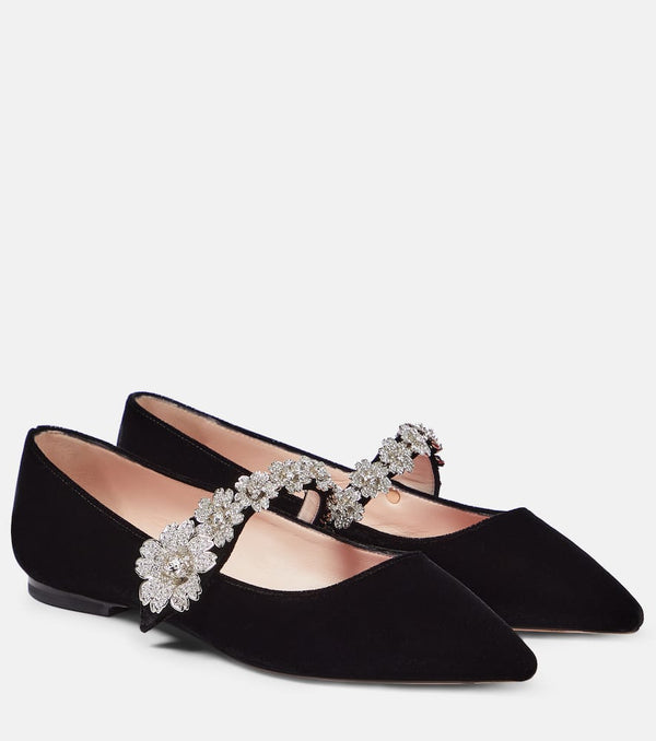 Roger Vivier Babies embellished velvet ballet flats