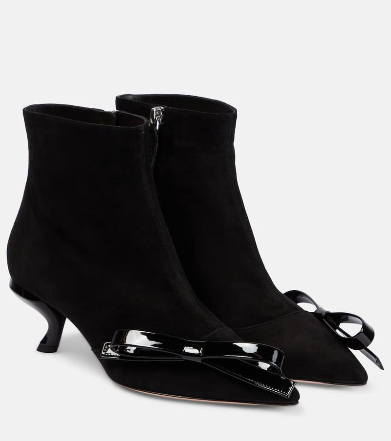 Roger Vivier Virgule Bow suede ankle boots