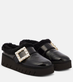 Roger Vivier Viv Winter platform leather mules