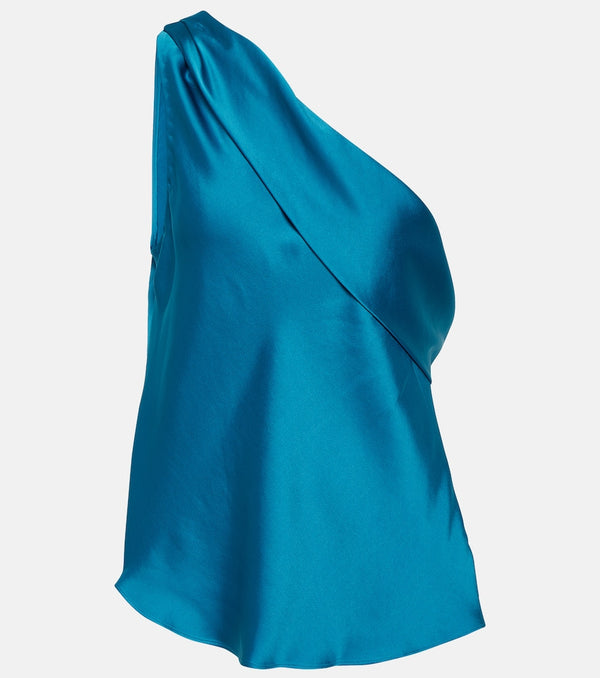 Simkhai Lexy draped one-shoulder satin top