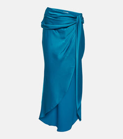 Simkhai Elisabetta draped satin midi skirt