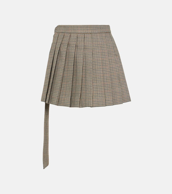 Ami Paris Pleated houndstooth virgin wool miniskirt