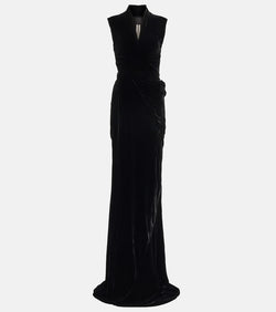 Rick Owens Wrap velvet maxi gown