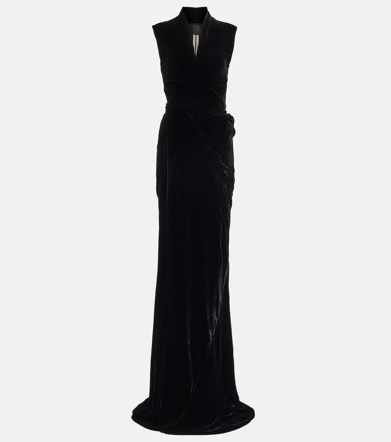 Rick Owens Wrap velvet maxi gown