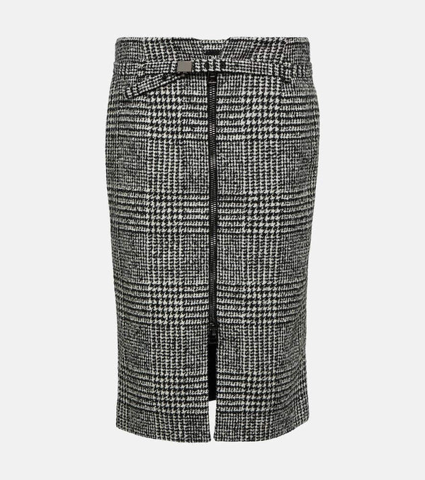 Tom Ford Chevron wool-blend midi skirt