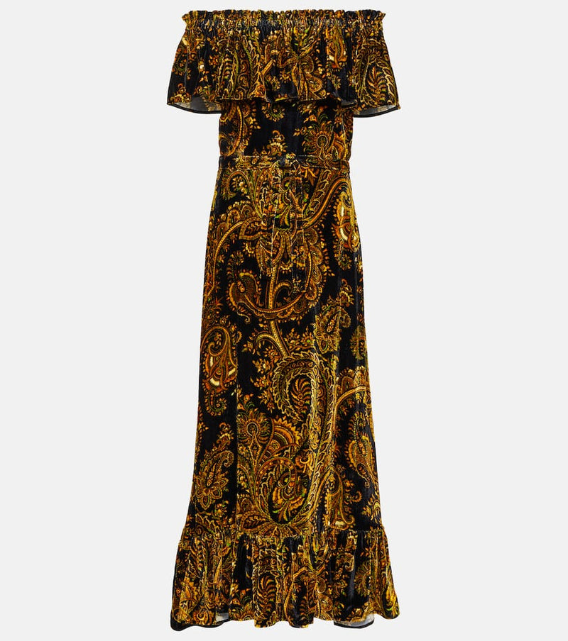 Etro Paisley velvet maxi dress